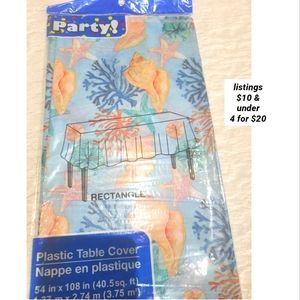 Seashell Nautical Coastal Beach Plastic Table Cover Summer Oceanic Tablescape